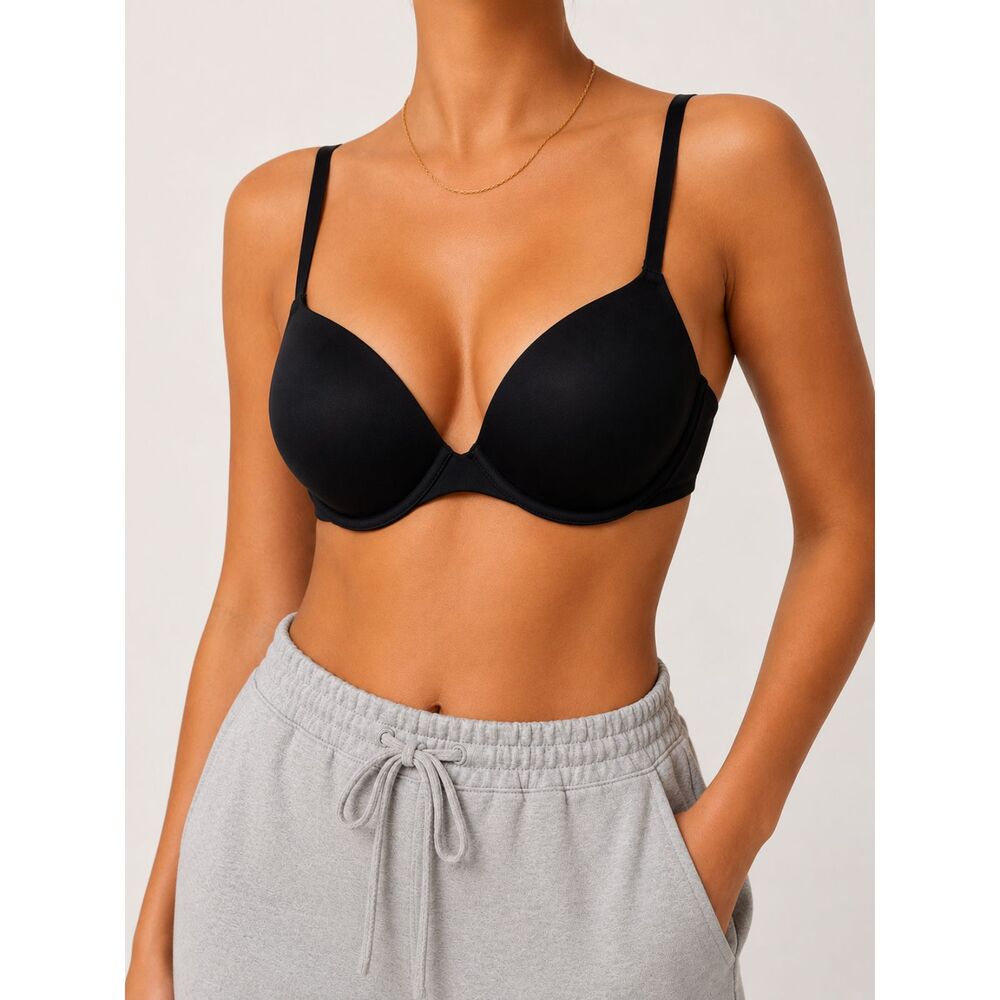 Victoria's Secret PINK Wear Everywhere T-Shirt Bra 36D Black Pink Lightly Lined